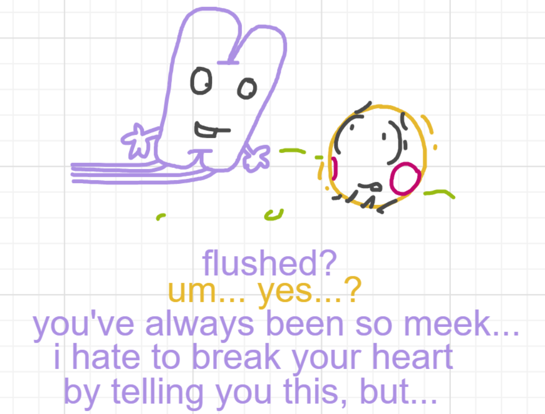 A panel from What's The Point, episode five of the Board Boards object show by Furretwalk/WalkingFurret.